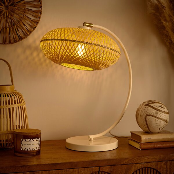 Lise Bamboo Arched Adjustable Table Lamp