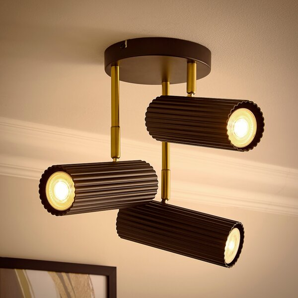 Georgi Industrial Ribbed 3 Light Adjustable Semi Flush Spotlight