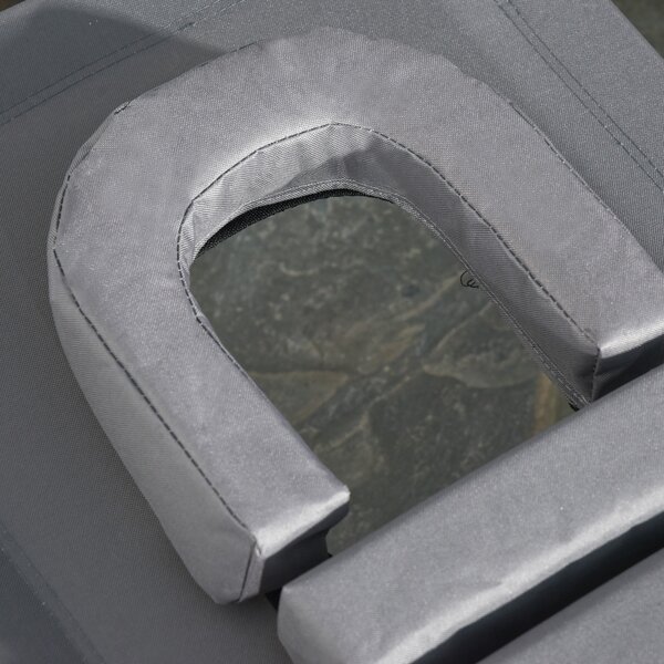 Outsunny Sun Lounger Foldable Reclining Chair with Pillow and Reading Hole Garden Beach Outdoor Recliner Adjustable Grey Aosom UK