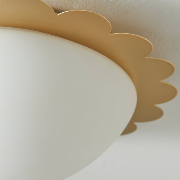 Scalloped Edge Bathroom Flush Ceiling Light