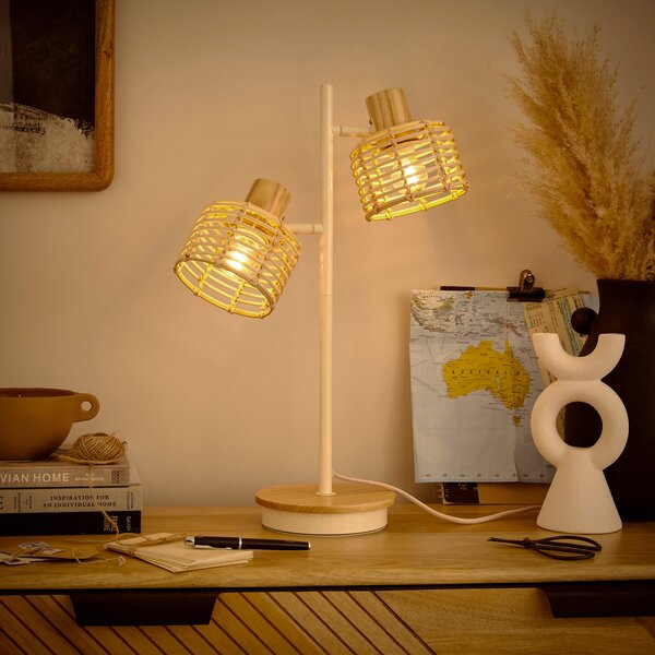 Emil Rattan 2 Light Adjustable Table Lamp