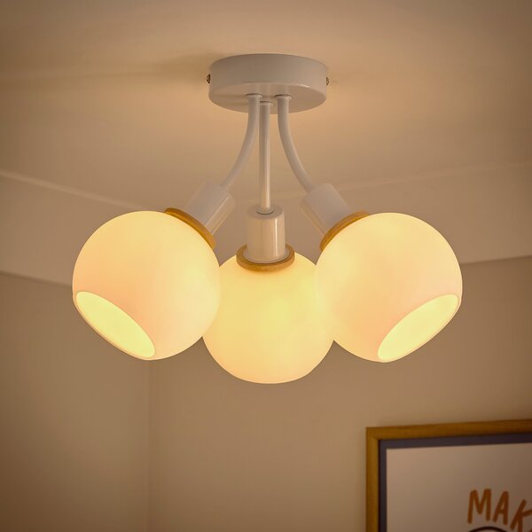 Elements Bailey 3 Light Semi Flush Ceiling Light