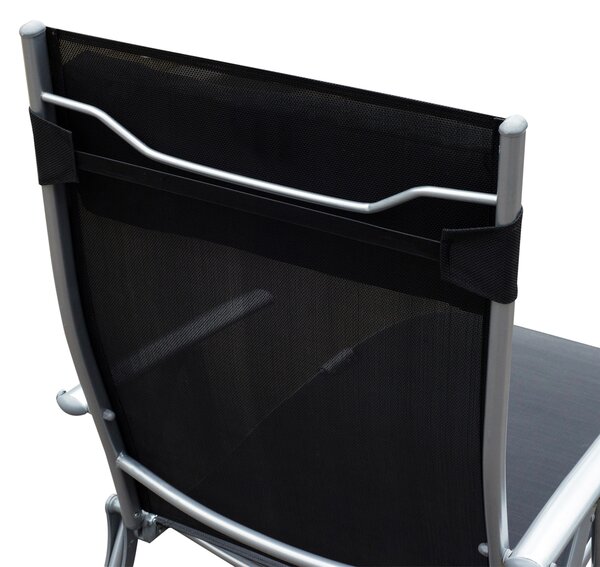 Outsunny Texteline Lounger: Foldable Recliner Chair with 5 Levels, for Garden & Patio, Black Aosom UK