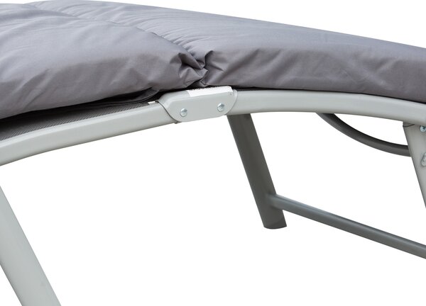 Outsunny Outdoor Patio Sun Lounger Garden Texteline Foldable Reclining Chair Pillow Adjustable Recliner with Cushion - Grey Aosom UK