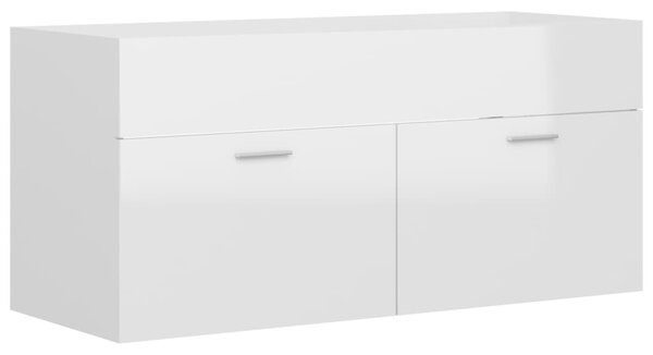 Sink Cabinet High Gloss White 100x38.5x46 cm Engineered Wood