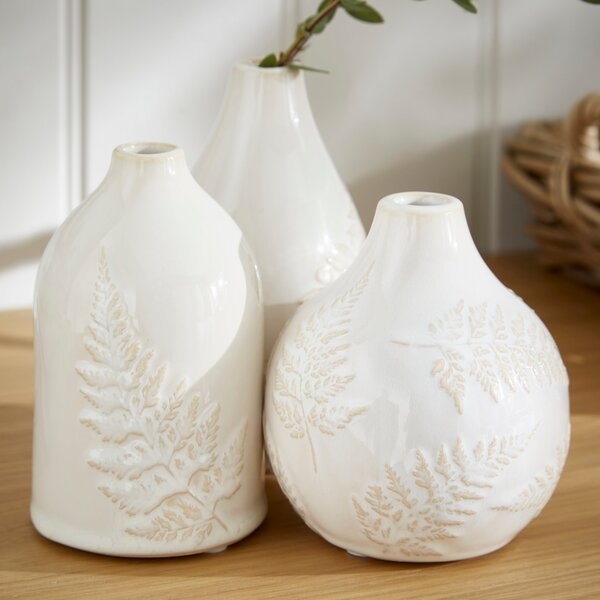 Set of 3 Churchgate Fern Ceramic Bud Vases