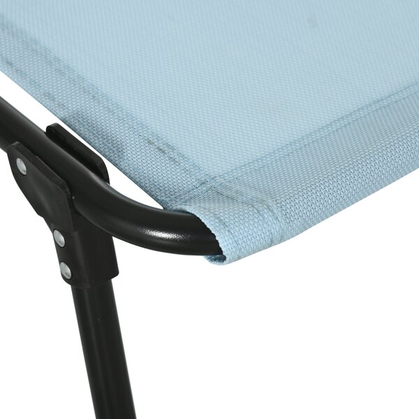 Outsunny Folding Sun Lounger, Beach Chaise Chair, 4 Position Adjustable, Garden Cot Camping Recliner, Baby Blue Aosom UK