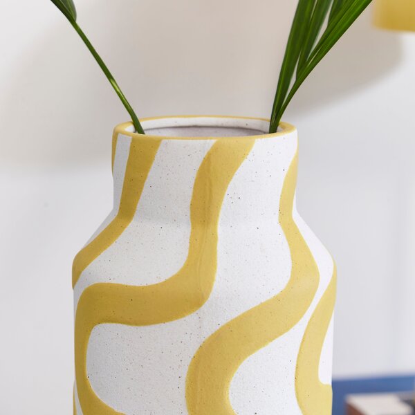 Elements Yellow Abstract Swirl Ceramic Vase