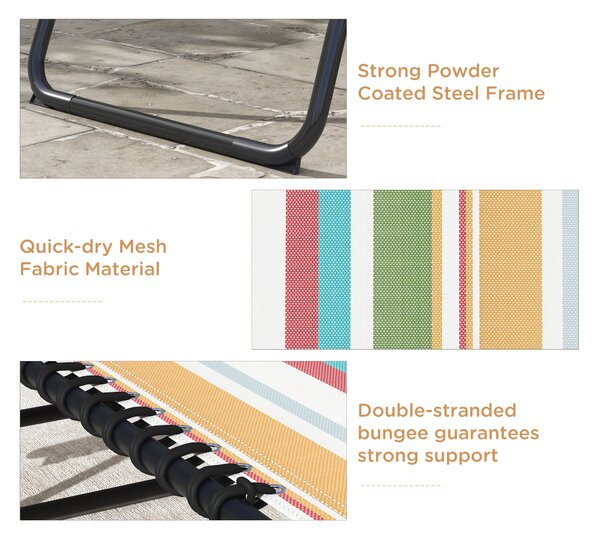 Outsunny Beach Chaise Lounger Pair: 4-Position Adjustable Garden Cots with Metal Frames, Multicoloured