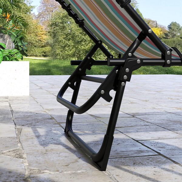 Outsunny Beach Chaise Lounger Pair: 4-Position Adjustable Garden Cots with Metal Frames, Multicoloured