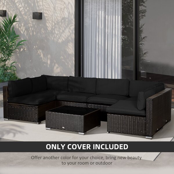 Outsunny Garden Rattan Sofa Cushion Polyester Cover Replacement Outdoor- No Cushion Included, Black Aosom UK