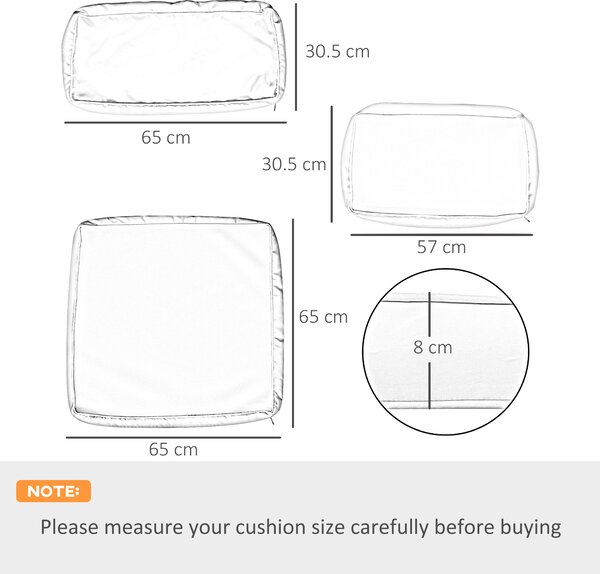 Outsunny Garden Rattan Sofa Cushion Polyester Cover Replacement Outdoor- No Cushion Included, Black Aosom UK