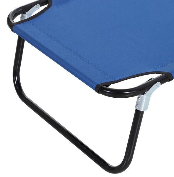 Outsunny 2-Piece Portable Sun Lounger Set, 5-Position Adjustable Backrest, Foldable & Lightweight, Blue Aosom UK