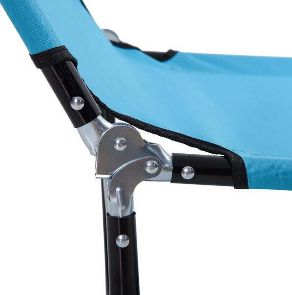 Outsunny Folding Chaise Lounge Pool Chairs, Outdoor Sun Tanning Chairs, Reclining Back, Steel Frame & Breathable Mesh, Sky Blue