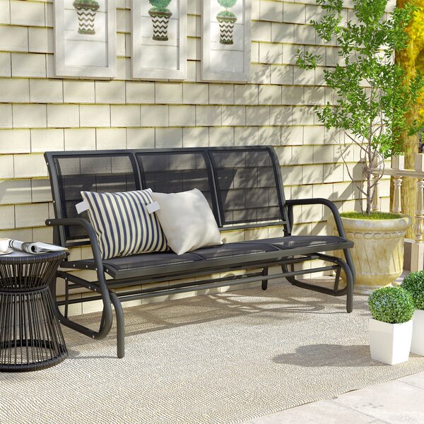 Outsunny 3-Seat Glider Rocking Chair for 3 People Garden Bench Patio Furniture Metal Frame