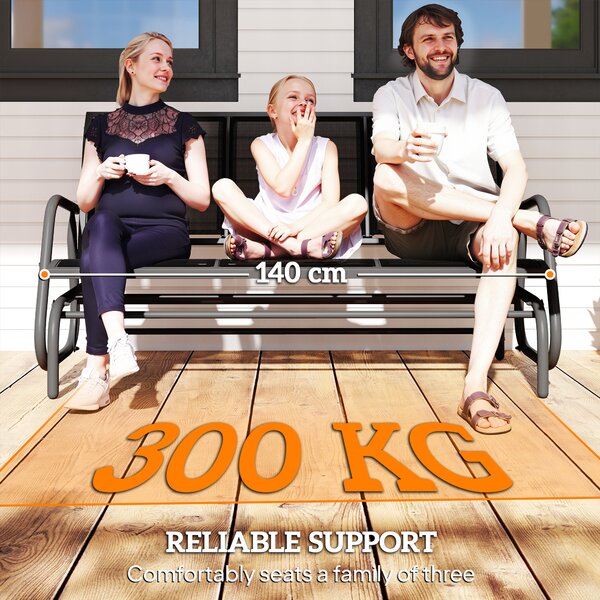 Outsunny 3-Seat Glider Rocking Chair for 3 People Garden Bench Patio Furniture Metal Frame