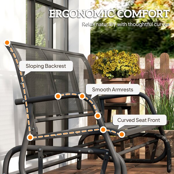 Outsunny 3-Seat Glider Rocking Chair for 3 People Garden Bench Patio Furniture Metal Frame