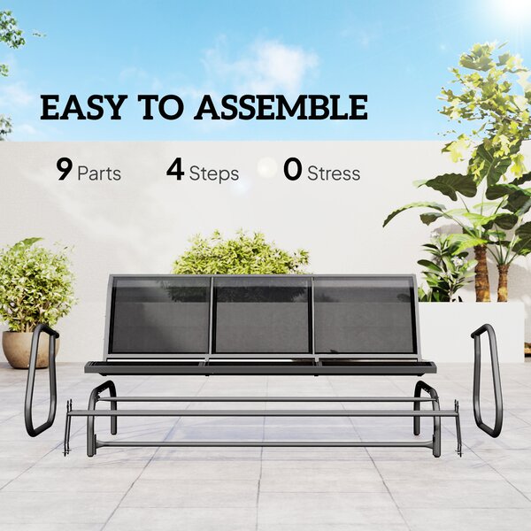 Outsunny 3-Seat Glider Rocking Chair for 3 People Garden Bench Patio Furniture Metal Frame