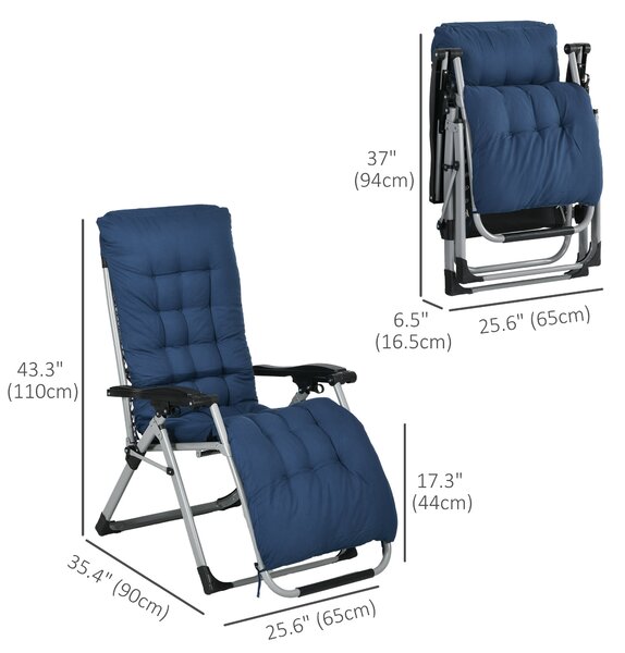 Outsunny 2 Piece Sun Lounger, Reclining Zero Gravity Sun Loungers with Cushions for Outdoor Patio, Blue Aosom UK