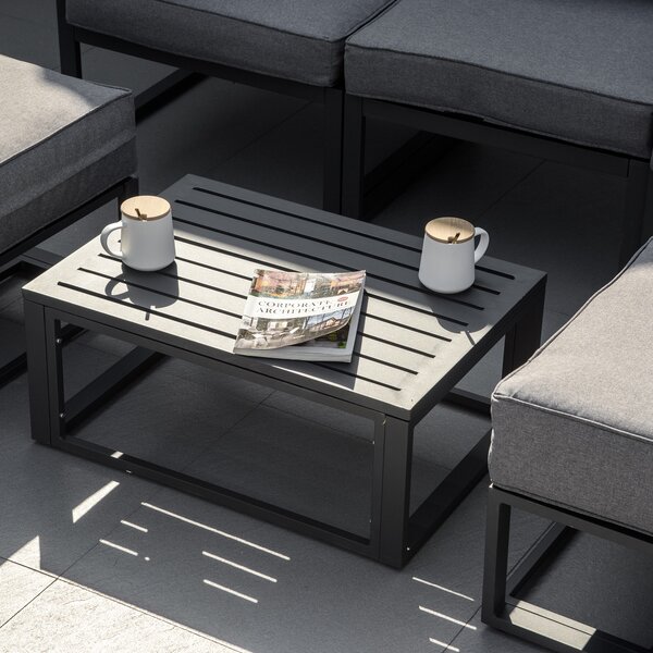 Outsunny 6 Piece Outdoor Couch, Sectional Sofa Set with Aluminum Patio Conversation Furniture, Coffee Table, Footstool & Cushions Aosom UK