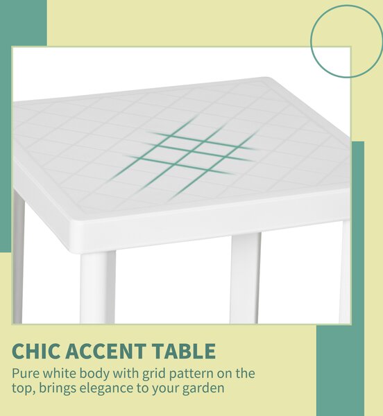 Outsunny Modern Outdoor Side Table, Square Garden Coffee End Table, Perfect for Drinks and Snacks, Stylish White Aosom UK