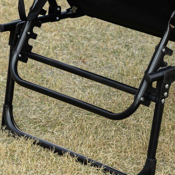 Outsunny Folding Camping Bed, Portable Reclining Lounge Chair with Adjustable Backrest & Side Pocket, Black