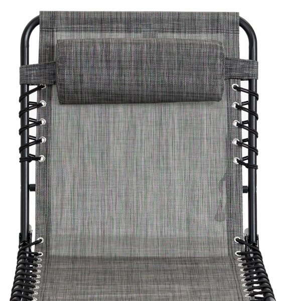 Outsunny Portable Sun Lounger Set of 2, Folding Camping Bed Cot, Reclining Lounge Chair 5-position Adjustable Backrest, Mixed Grey