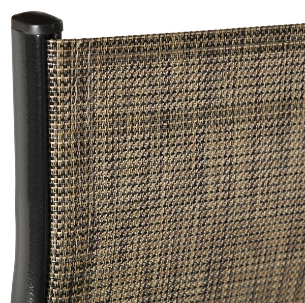 Outsunny 4 Piece Stackable Outdoor Garden Dining Chairs with High Backrest and Armrest, Breathable Mesh Fabric, Mixed Brown