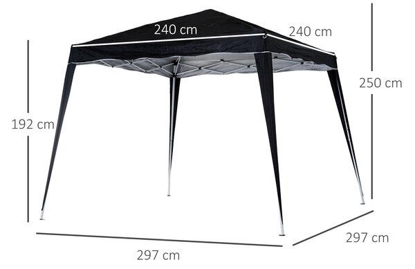 Outsunny Pop-Up Tent, 3Lx3Wx2.4H m-Black