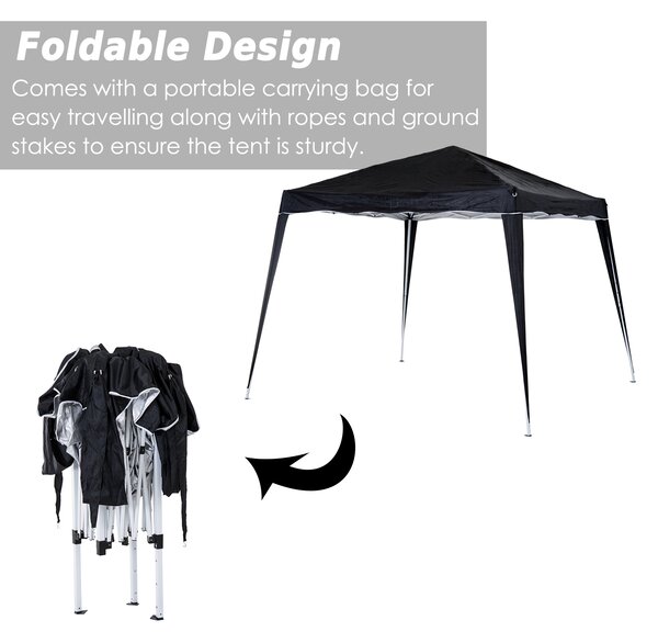 Outsunny Pop-Up Tent, 3Lx3Wx2.4H m-Black