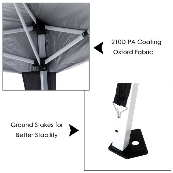 Outsunny Pop-Up Tent, 3Lx3Wx2.4H m-Black
