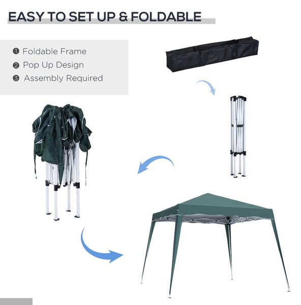 Outsunny Spacious Pop-Up Gazebo Tent, 3x3m, Quick Setup for Garden and Outdoor Use, Green