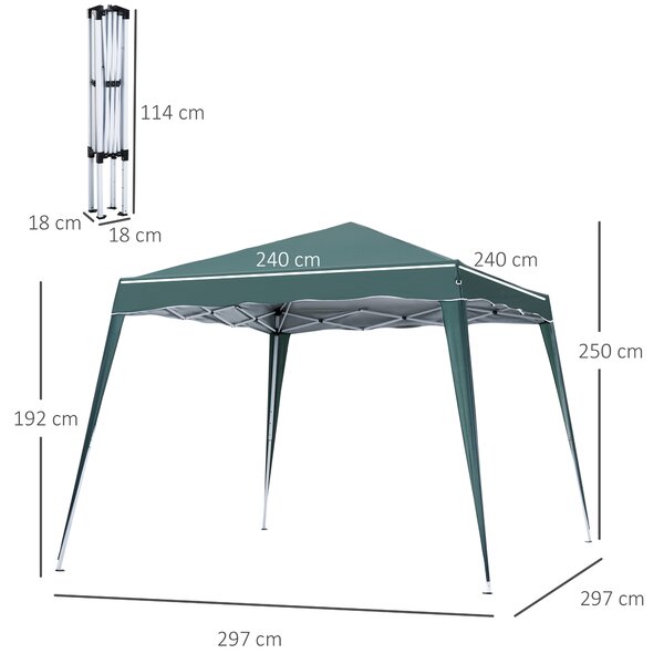 Outsunny Spacious Pop-Up Gazebo Tent, 3x3m, Quick Setup for Garden and Outdoor Use, Green