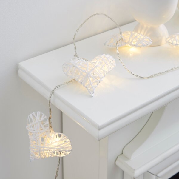 Wicker Hearts 10 LED String Lights