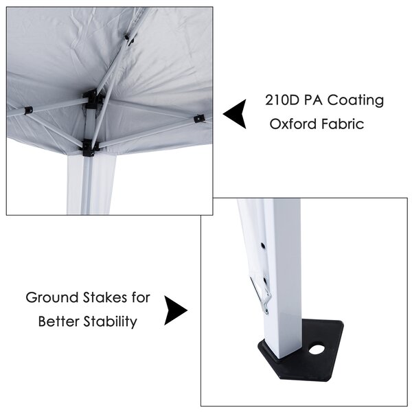 Outsunny 3 x 3 m Slant Leg Pop Up Canopy Tent with Carry Bag, Height Adjustable Party Shelter for Outdoor Events, Garden, Patio, White Aosom UK
