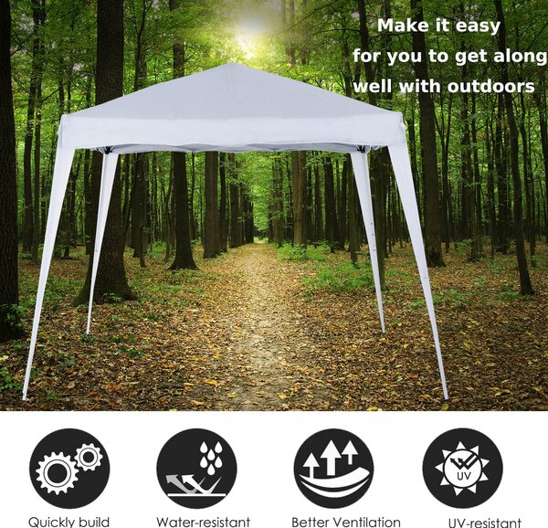 Outsunny 3 x 3 m Slant Leg Pop Up Canopy Tent with Carry Bag, Height Adjustable Party Shelter for Outdoor Events, Garden, Patio, White Aosom UK