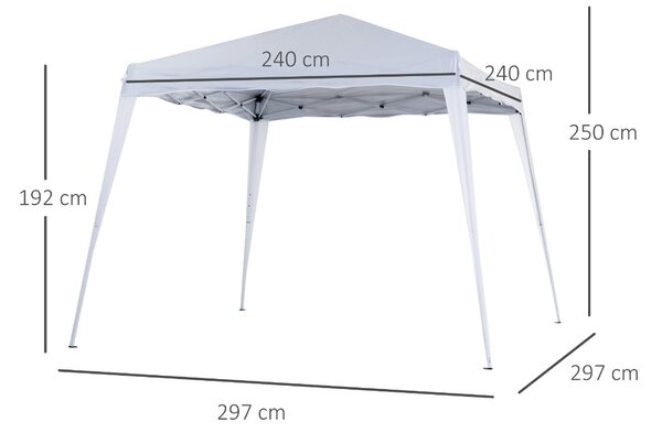 Outsunny 3 x 3 m Slant Leg Pop Up Canopy Tent with Carry Bag, Height Adjustable Party Shelter for Outdoor Events, Garden, Patio, White Aosom UK