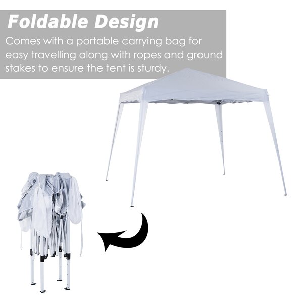 Outsunny 3 x 3 m Slant Leg Pop Up Canopy Tent with Carry Bag, Height Adjustable Party Shelter for Outdoor Events, Garden, Patio, White Aosom UK