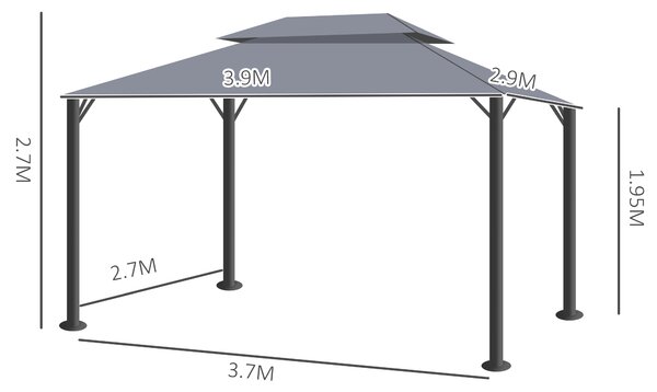 Outsunny 3 x 4m Curtain Gazebo, Curtains Pergola with Aluminium Frame, Nets and Curtains, Dark Grey Aosom UK