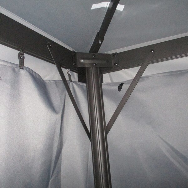 Outsunny 3 x 4m Curtain Gazebo, Curtains Pergola with Aluminium Frame, Nets and Curtains, Dark Grey Aosom UK