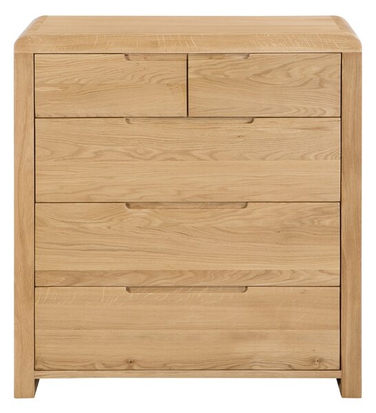 Curve 5 Drawer Chest, Oak