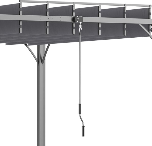 Outsunny 3 x 3(m) Outdoor Pergola with Retractable Roof, Aluminium Louvered Patio Gazebo Canopy for Lawn Garden Patio, Grey