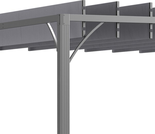 Outsunny 3 x 3(m) Outdoor Pergola with Retractable Roof, Aluminium Louvered Patio Gazebo Canopy for Lawn Garden Patio, Grey