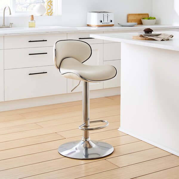 Donte Adjustable Height Swivel Bar Stool, Faux Leather