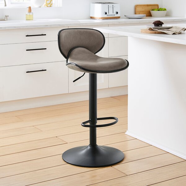 Donte Adjustable Height Swivel Bar Stool, Faux Leather