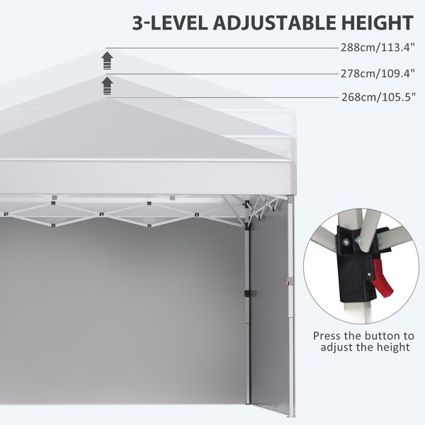 Outsunny 3 x 3m Metal Frame Gazebo, Portable Pop Up Gazebo with 2 Sidewalls, Leg Weight Bags & Carry Bag for Garden Aosom UK