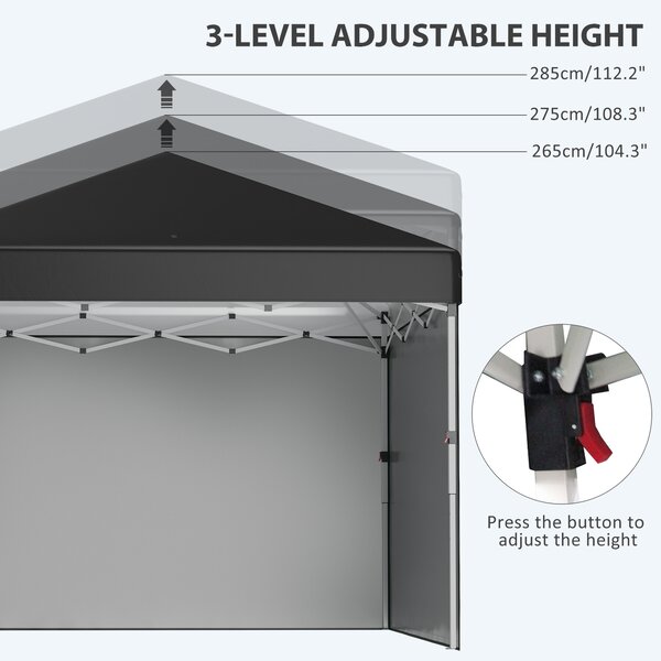 Outsunny 3 x 3m Metal Frame Gazebo, Pop Up Event Shelter with 2 Sidewalls, Weight Bags and Wheeled Bag, Black Aosom UK