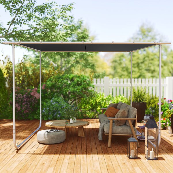 Outsunny 3 x 3(m) Mobile Pergola Kit, Portable Garden Gazebo with Wheels, Sandbags, Steel Frame, UV-Resistant