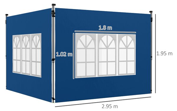 Outsunny Set of 2 Gazebo Side Panels - Blue
