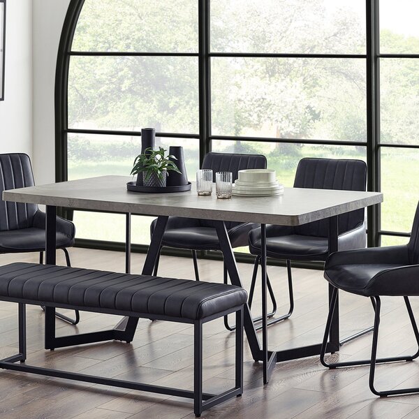 Miller 6 Seater Dining Table, Concrete Effect